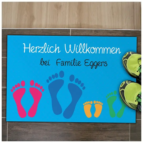 Bild von   fussmatte fuer familie mit fuejpg | fotogeschenkideende 🎀 Geschenke mit eigenem Foto Motiv o Text