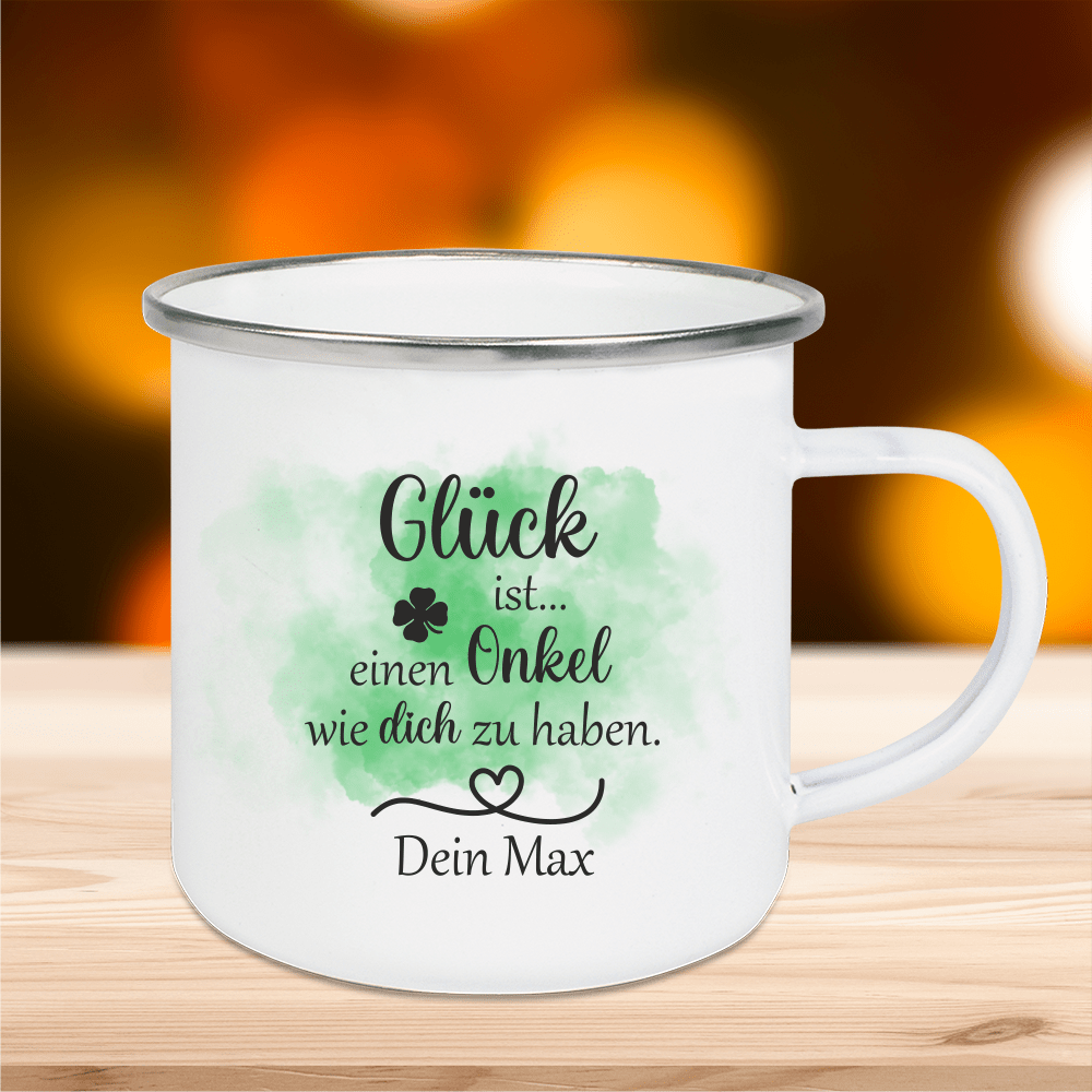 Bild von emaille tasse glueck ist eipng | fotogeschenkideende 🎀 Geschenke mit eigenem Foto Motiv o Text