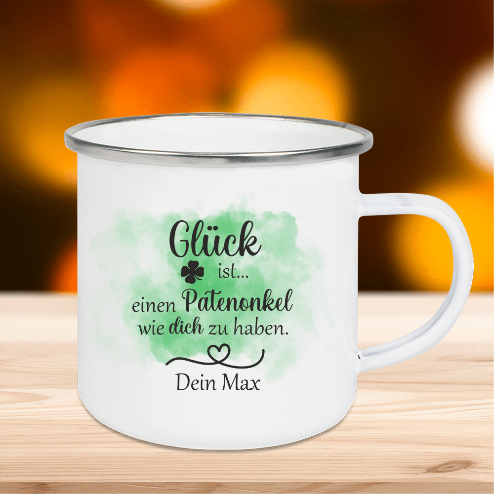 Bild von emaille tasse glueck ist eipng | fotogeschenkideende 🎀 Geschenke mit eigenem Foto Motiv o Text