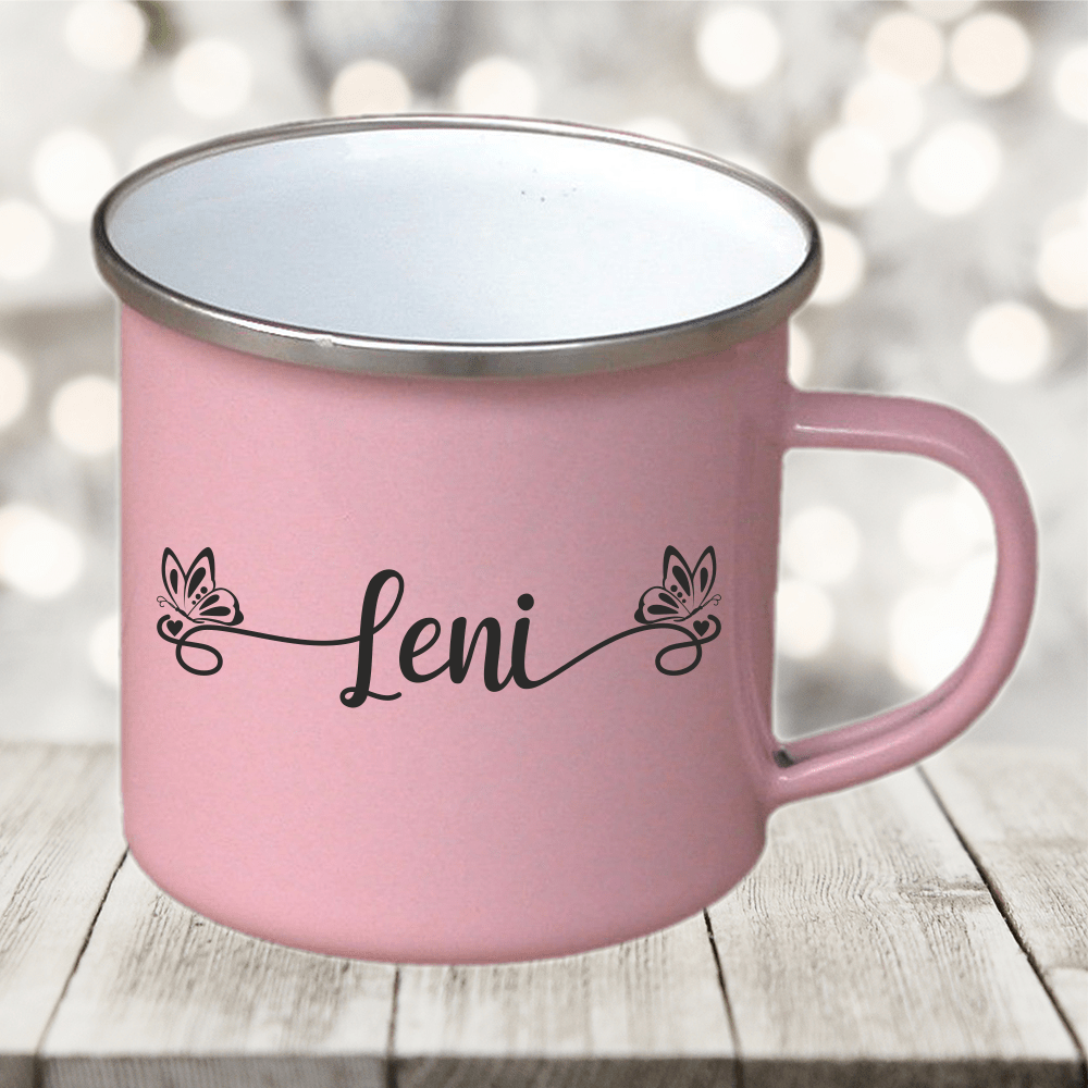 Bild von emaille kindertasse rosa mit npng | fotogeschenkideende 🎀 Geschenke mit eigenem Foto Motiv o Text