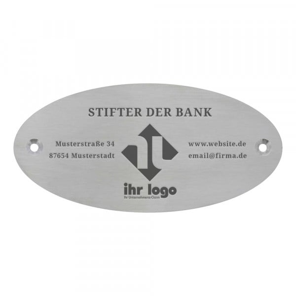 Bild von bankschild aus edelstahl ovaljpg | fotogeschenkideende 🎀 Geschenke mit eigenem Foto Motiv o Text