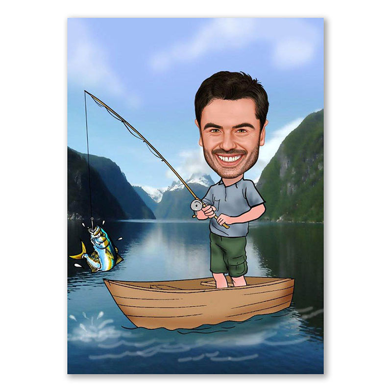 Bild von erstellung karikatur angler aujpg | fotogeschenkideende 🎀 Geschenke mit eigenem Foto Motiv o Text