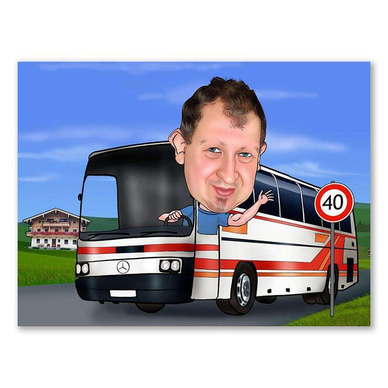 Bild von erstellung karikatur busfahrerjpg | fotogeschenkideende 🎀 Geschenke mit eigenem Foto Motiv o Text