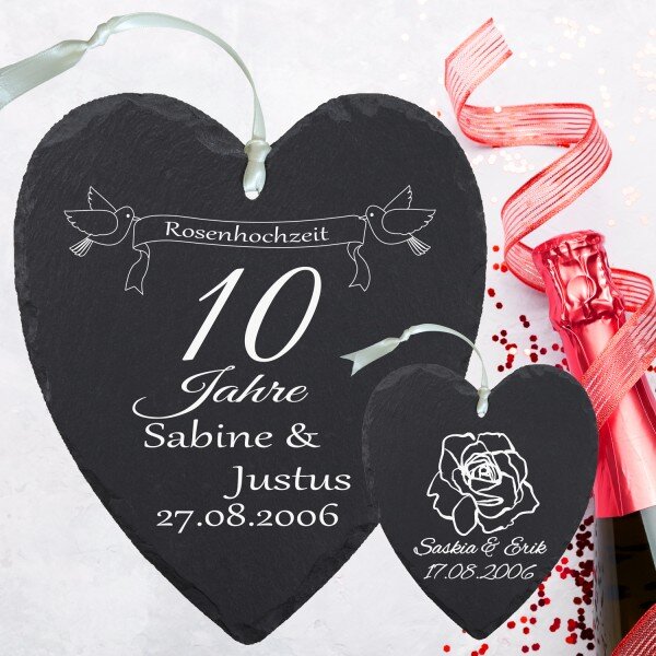 Bild von schieferherz rosenhochzeit mjpg | fotogeschenkideende 🎀 Geschenke mit eigenem Foto Motiv o Text