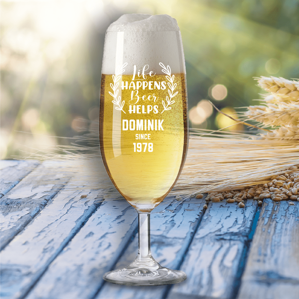 Bild von   bierglas life happens beer helpng | fotogeschenkideende 🎀 Geschenke mit eigenem Foto Motiv o Text