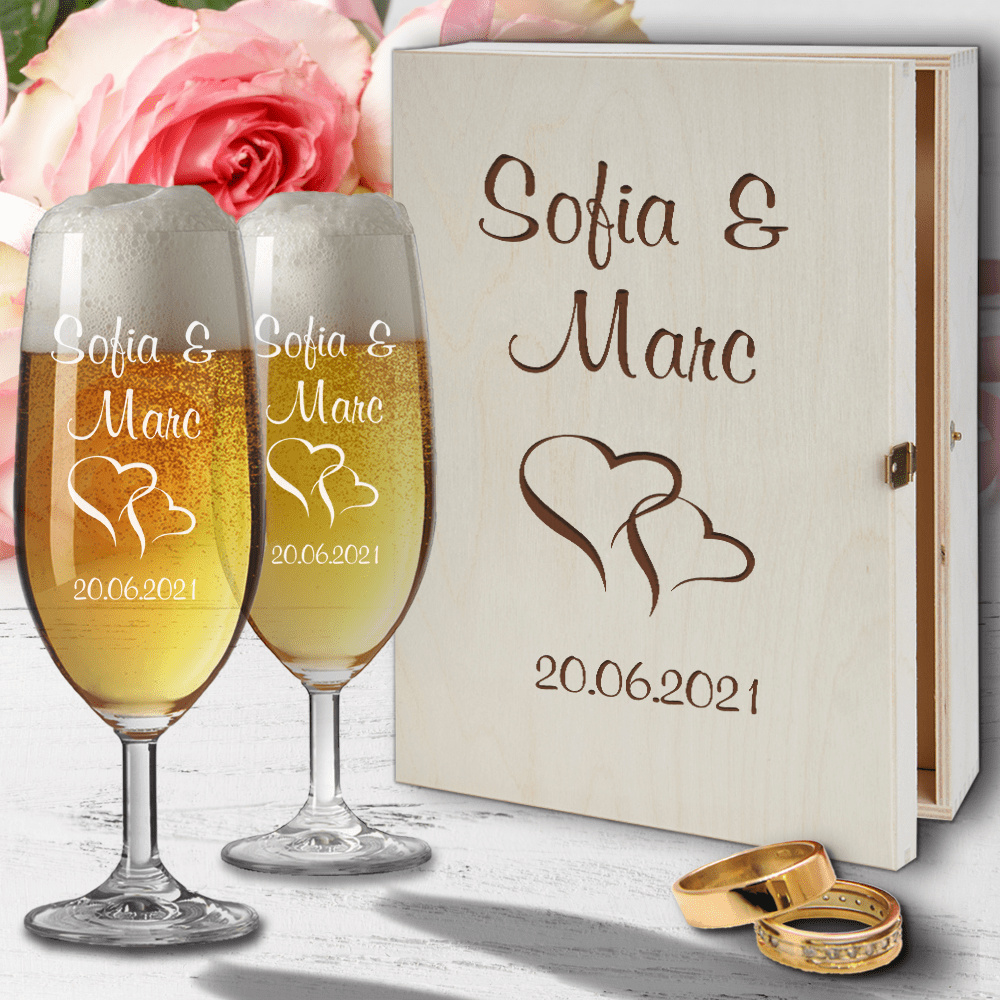 Bild von   bierglaeser zur hochzeit in hopng | fotogeschenkideende 🎀 Geschenke mit eigenem Foto Motiv o Text