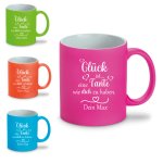 Bild von neonfarbene tasse glueck istpng | fotogeschenkideende 🎀 Geschenke mit eigenem Foto Motiv o Text