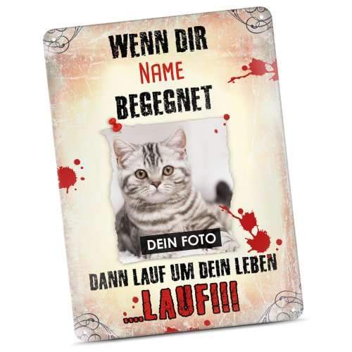 Bild von katzenschild lauf um dein lejpg | fotogeschenkideende 🎀 Geschenke mit eigenem Foto Motiv o Text