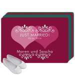 Bild von fussmatte just married mit pjpg | fotogeschenkideende 🎀 Geschenke mit eigenem Foto Motiv o Text