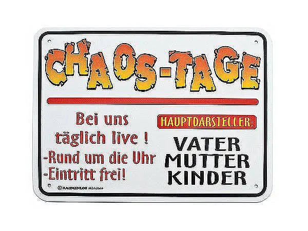 Bild von funschild chaos tagejpg | fotogeschenkideende 🎀 Geschenke mit eigenem Foto Motiv o Text